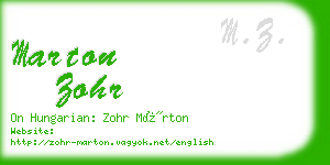 marton zohr business card